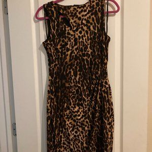 Lauren Ralph Lauren Brown Black Leopard Print sexLined Sleeveless Midi Dress 8